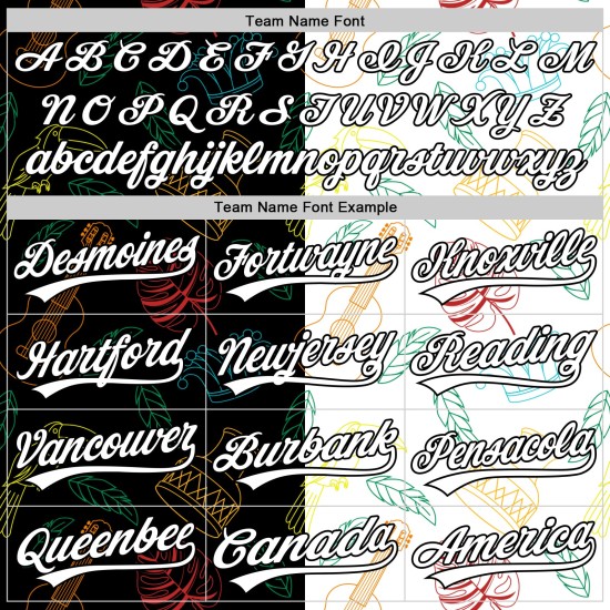 Musik Muster Jersey Schwarz Custom Brasilianische Baseball Festival Weiß Karneval Design 3D Authentische Musik Muster Jersey Schwarz Custom Brasilianische Baseball Festival Weiß Karneval Design 3D Authentische
