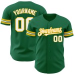 Benutzerdefiniertes Baseball Weiß-Gold Kelly Authentic Trikot Grün Benutzerdefiniertes Baseball Weiß-Gold Kelly Authentic Trikot Grün