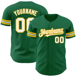 Benutzerdefiniertes Baseball Weiß-Gold Kelly Authentic Trikot Grün