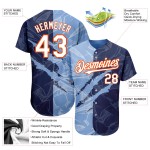 Jersey Light 3D Scratch Blau-Orange Baseball Graffiti Weiß Navy Authentisches individuelles Muster Jersey Light 3D Scratch Blau-Orange Baseball Graffiti Weiß Navy Authentisches individuelles Muster
