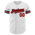Rot-Schwarzes Baseball-Weiß-Trikot, individuell und authentisch Rot-Schwarzes Baseball-Weiß-Trikot, individuell und authentisch