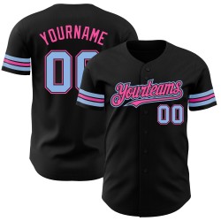 Schwarz Hell Authentisches Blau-Pink Baseball Custom Jersey