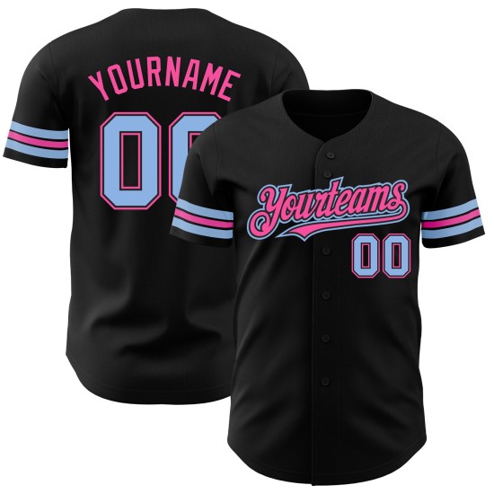 Schwarz Hell Authentisches Blau-Pink Baseball Custom Jersey Schwarz Hell Authentisches Blau-Pink Baseball Custom Jersey