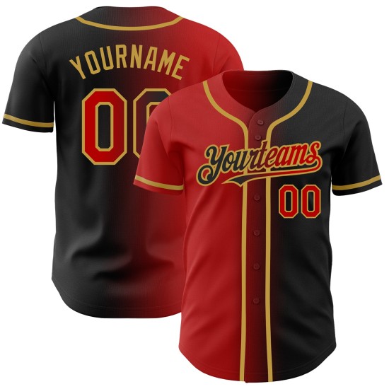 Jersey Schwarz Authentic Gradient Rot-Old Custom Gold Fashion Baseball Jersey Schwarz Authentic Gradient Rot-Old Custom Gold Fashion Baseball