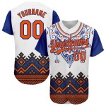 Benutzerdefiniertes Muster Jersey Baseball Traditionelles weißes afrikanisches ethnisches 3D-authentisches Design im orange-königlichen Stil Benutzerdefiniertes Muster Jersey Baseball Traditionelles weißes afrikanisches ethnisches 3D-authentisches Design im orange-königlichen Stil