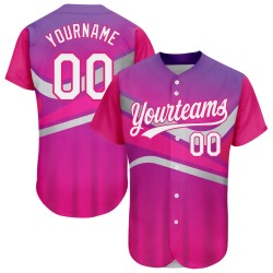 Abstrakte Lila 3D Custom Design Weiß-Hot Baseball Rosa Authentische Sport Jersey Muster