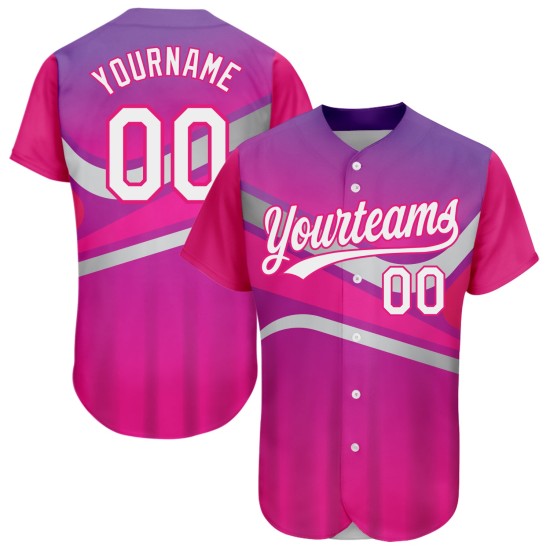 Abstrakte Lila 3D Custom Design Weiß-Hot Baseball Rosa Authentische Sport Jersey Muster Abstrakte Lila 3D Custom Design Weiß-Hot Baseball Rosa Authentische Sport Jersey Muster