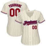 Jersey Custom Cream Baseball Nadelstreifen Authentic Schwarz Rot-Royal Jersey Custom Cream Baseball Nadelstreifen Authentic Schwarz Rot-Royal