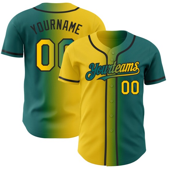 Gelb-Schwarz Authentic Gradient Jersey Teal Fashion Custom Baseball Gelb-Schwarz Authentic Gradient Jersey Teal Fashion Custom Baseball