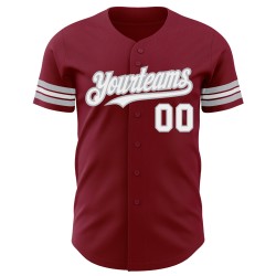 Authentic Baseball Crimson Custom Jersey Weiß-Grau
