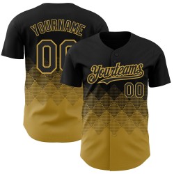 Baseball Schwarz Design Authentische Quadrat Gold Muster Formen 3D Jersey Alten Farbverlauf Custom