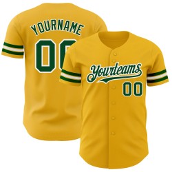 Gold Jersey Custom Grün-Weiß Baseball Authentic
