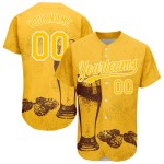 Muster Gelb Authentic Jersey Bier 3D Design Weiß Custom Festival Baseball Muster Gelb Authentic Jersey Bier 3D Design Weiß Custom Festival Baseball