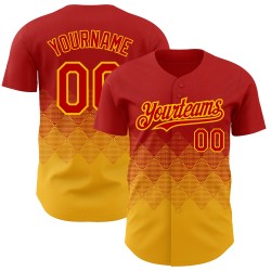 3D Custom Formen Muster Rot Farbverlauf Authentische Gold Quadrat Jersey Design Baseball