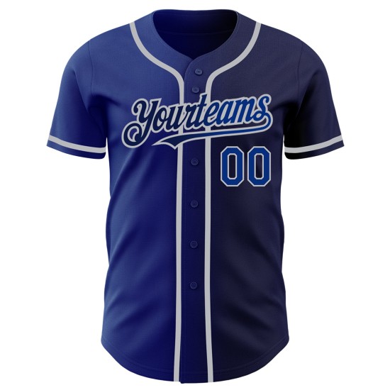 Authentic Fashion Jersey Baseball Royal-Grau Custom Navy Gradient Authentic Fashion Jersey Baseball Royal-Grau Custom Navy Gradient