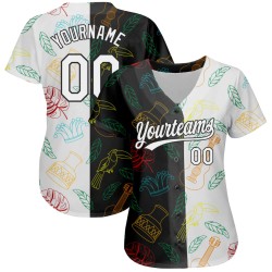 Musik Muster Jersey Schwarz Custom Brasilianische Baseball Festival Weiß Karneval Design 3D Authentische