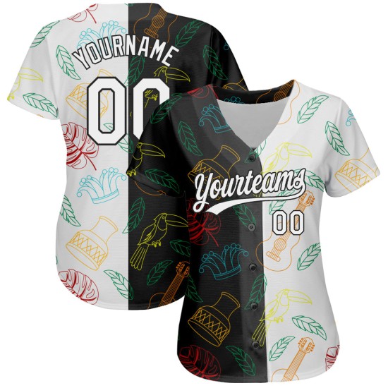Musik Muster Jersey Schwarz Custom Brasilianische Baseball Festival Weiß Karneval Design 3D Authentische Musik Muster Jersey Schwarz Custom Brasilianische Baseball Festival Weiß Karneval Design 3D Authentische