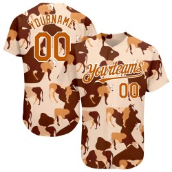 Texas Baseball Muster Design Jersey Ox 3D Custom Creme Orange-Weiß Authentic