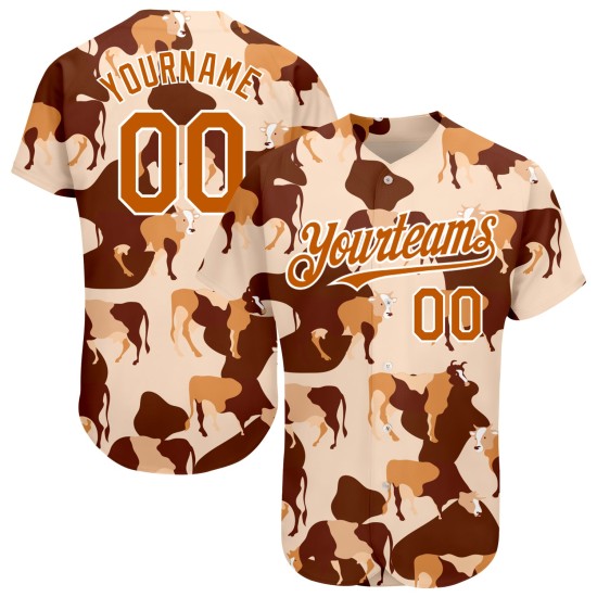 Texas Baseball Muster Design Jersey Ox 3D Custom Creme Orange-Weiß Authentic Texas Baseball Muster Design Jersey Ox 3D Custom Creme Orange-Weiß Authentic