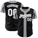 Weiß-Graue Formen Schwarzes Baseball-Trikot Farben Custom Arm Authentic 3 Weiß-Graue Formen Schwarzes Baseball-Trikot Farben Custom Arm Authentic 3
