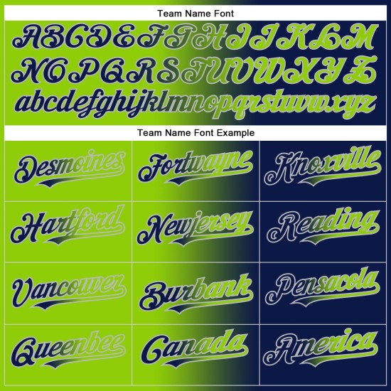 Jersey Custom Baseball Gradient Neon Authentic Fashion Navy Grün-Grau Jersey Custom Baseball Gradient Neon Authentic Fashion Navy Grün-Grau
