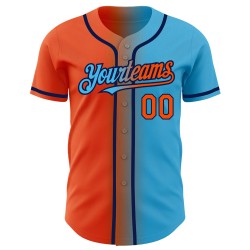 Baseball Authentic Gradient Sky Custom Fashion Jersey Blau Orange-Marineblau