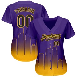 Fade Jersey Schwarz-Gold Baseball Lila Los Authentic Angeles Fashion 3D Custom Edition City