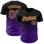 Baseball Design Gradient Jersey Lila-Gold Formen Authentische Custom Square 3D Schwarz Muster Baseball Design Gradient Jersey Lila-Gold Formen Authentische Custom Square 3D Schwarz Muster
