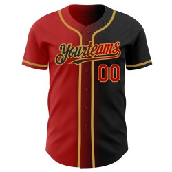 Jersey Schwarz Authentic Gradient Rot-Old Custom Gold Fashion Baseball