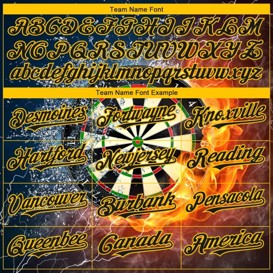 Muster Schwarz 3D Jersey Board Dart Baseball Flamme Gold Design Authentische Muster Schwarz 3D Jersey Board Dart Baseball Flamme Gold Design Authentische