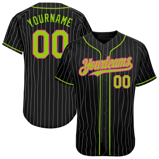 Neon Jersey Baseball Authentic Grün-Pink Nadelstreifen Weiß Custom Schwarz Neon Jersey Baseball Authentic Grün-Pink Nadelstreifen Weiß Custom Schwarz