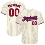 Jersey Custom Cream Baseball Nadelstreifen Authentic Schwarz Rot-Royal Jersey Custom Cream Baseball Nadelstreifen Authentic Schwarz Rot-Royal