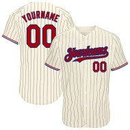 Jersey Custom Cream Baseball Nadelstreifen Authentic Schwarz Rot-Royal Jersey Custom Cream Baseball Nadelstreifen Authentic Schwarz Rot-Royal