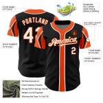 Schwarz Weiß-Orange Custom Baseball 3 Arm Jersey Formen Authentische Farben Schwarz Weiß-Orange Custom Baseball 3 Arm Jersey Formen Authentische Farben