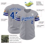 Jersey Royal-Weiß Baseball Authentic Custom Grau Jersey Royal-Weiß Baseball Authentic Custom Grau