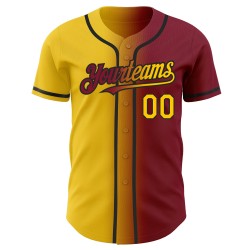 Custom Jersey Fashion Authentic Gelb-Schwarz Gradient Baseball Crimson