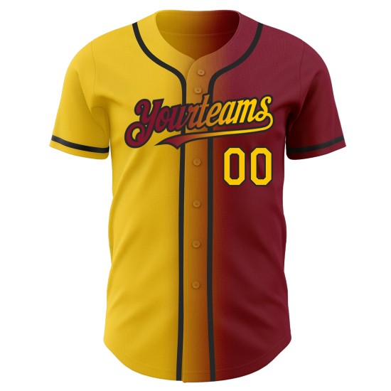 Custom Jersey Fashion Authentic Gelb-Schwarz Gradient Baseball Crimson Custom Jersey Fashion Authentic Gelb-Schwarz Gradient Baseball Crimson