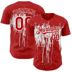 Art Red Splatter 3D Jersey Tropfendes Weiß Authentisches individuelles Muster Baseball-Design