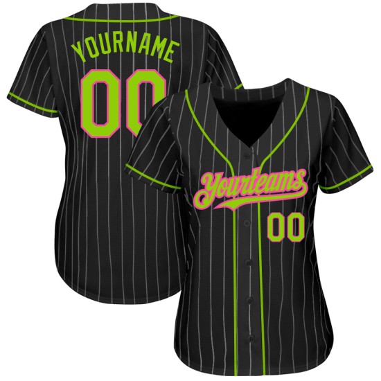 Neon Jersey Baseball Authentic Grün-Pink Nadelstreifen Weiß Custom Schwarz Neon Jersey Baseball Authentic Grün-Pink Nadelstreifen Weiß Custom Schwarz