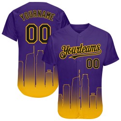 Fade Jersey Schwarz-Gold Baseball Lila Los Authentic Angeles Fashion 3D Custom Edition City