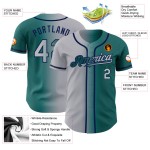 Baseball Custom Jersey Teal Gradient Authentic Fashion Grau-Marineblau Baseball Custom Jersey Teal Gradient Authentic Fashion Grau-Marineblau