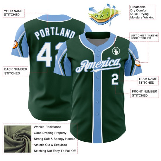 Arm Grün Weiß-Licht Farben Formen Jersey Custom Baseball Blau 3 Authentic Arm Grün Weiß-Licht Farben Formen Jersey Custom Baseball Blau 3 Authentic