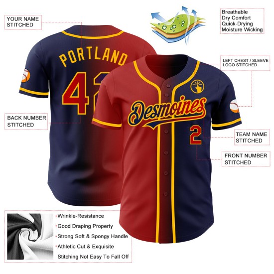 Jersey Authentic Navy Fashion Rot-Gold Gradient Custom Baseball Jersey Authentic Navy Fashion Rot-Gold Gradient Custom Baseball
