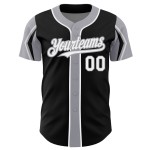 Weiß-Graue Formen Schwarzes Baseball-Trikot Farben Custom Arm Authentic 3 Weiß-Graue Formen Schwarzes Baseball-Trikot Farben Custom Arm Authentic 3