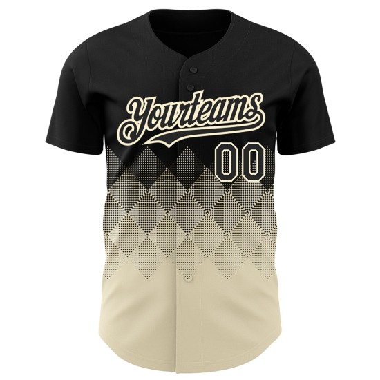 Design Quadratische Formen Gradienten Baseball Muster Creme Jersey Authentic Schwarz 3D Custom Design Quadratische Formen Gradienten Baseball Muster Creme Jersey Authentic Schwarz 3D Custom