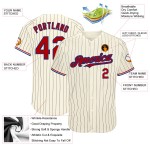 Jersey Custom Cream Baseball Nadelstreifen Authentic Schwarz Rot-Royal Jersey Custom Cream Baseball Nadelstreifen Authentic Schwarz Rot-Royal