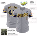 Marineblau-Gold-Trikot Baseball Grau Authentic Custom Marineblau-Gold-Trikot Baseball Grau Authentic Custom