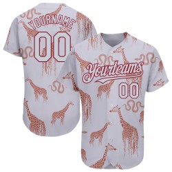 Jersey Authentic Silber-Kardinalgrau und Muster Schlange Giraffe Baseball 3D Custom Design