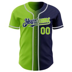 Jersey Custom Baseball Gradient Neon Authentic Fashion Navy Grün-Grau