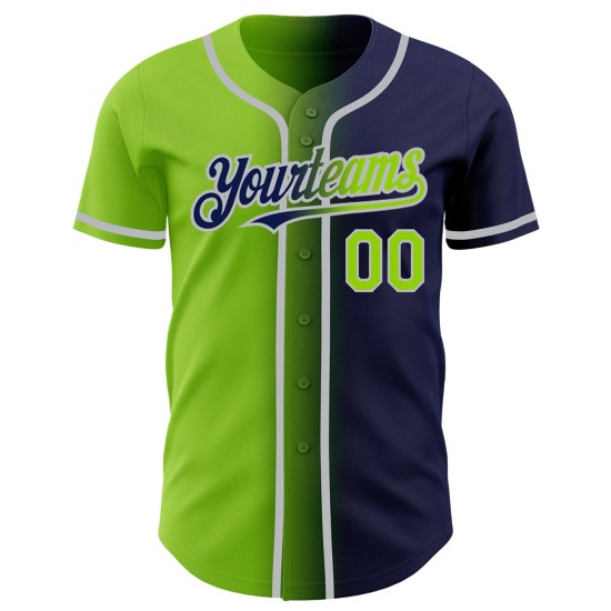 Jersey Custom Baseball Gradient Neon Authentic Fashion Navy Grün-Grau Jersey Custom Baseball Gradient Neon Authentic Fashion Navy Grün-Grau
